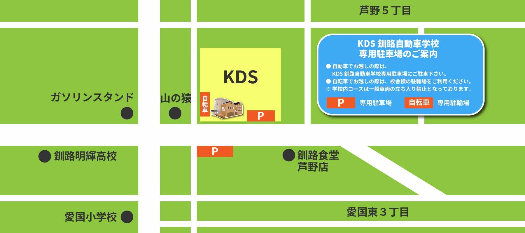KDS専用駐車場の案内図